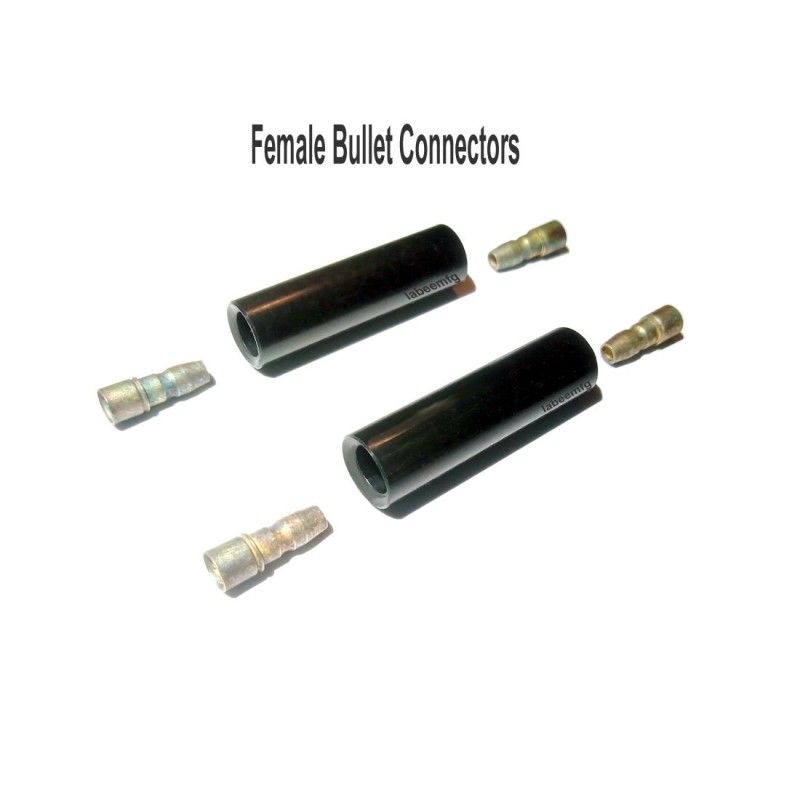 Two vintage-style reproduction, female 1 into 1 bullet connectors also 4 male bullet terminals